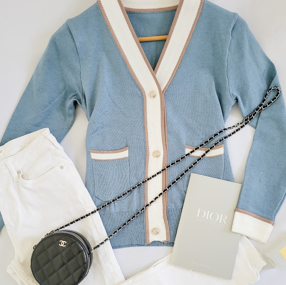 JULIENNE - Classic Cardigan (Blue)